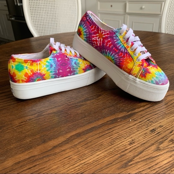 Superga Shoes - Superga platform rainbow tie dye sneakers
